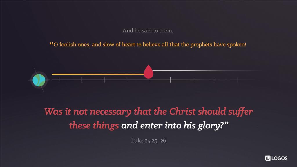 Luke 24:25–26: And he said to them, “O foolish ones, and slow of heart to believe all that the prophets have spoken! Was it not necessary that the Christ should suffer these things and enter into his glory?”