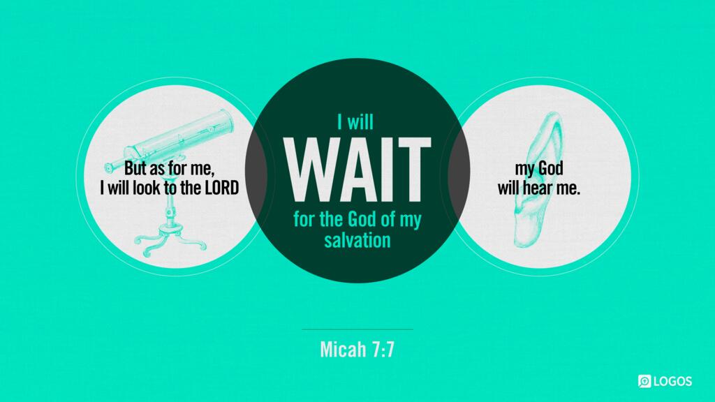 Micah 7:7: But as for me, I will look to the LORD; I will wait for the God of my salvation; my God will hear me.