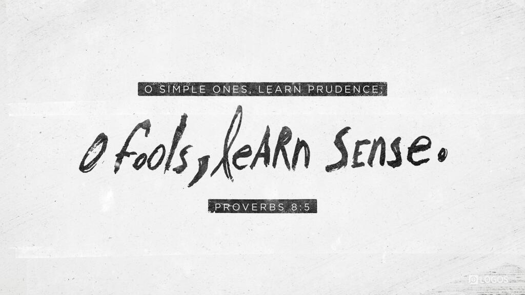 Proverbs 8:5: O simple ones, learn prudence; O fools, learn sense.