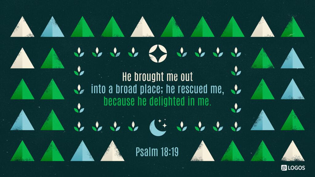 Psalm 18:19: He brought me out into a broad place; he rescued me, because he delighted in me.