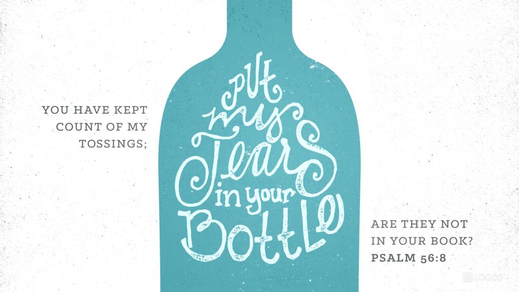 Psalm 56:8: You have kept count of my tossings; put my tears in your bottle. Are they not in your book?
