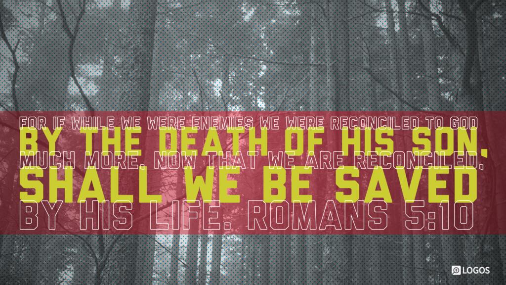 Romans 5:10: For if while we were enemies we were reconciled to God by the death of his Son, much more, now that we are reconciled, shall we be saved by his life.