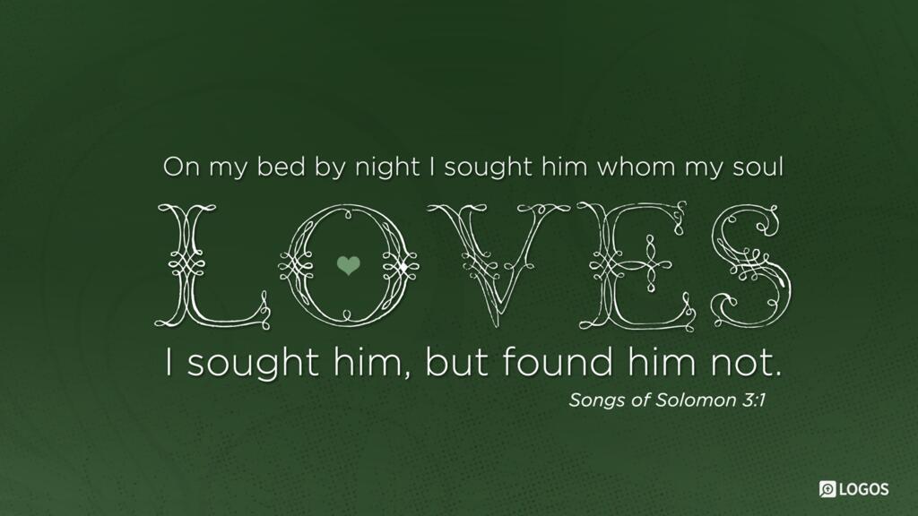 Song of Solomon 3:1: On my bed by night I sought him whom my soul loves; I sought him, but found him not.