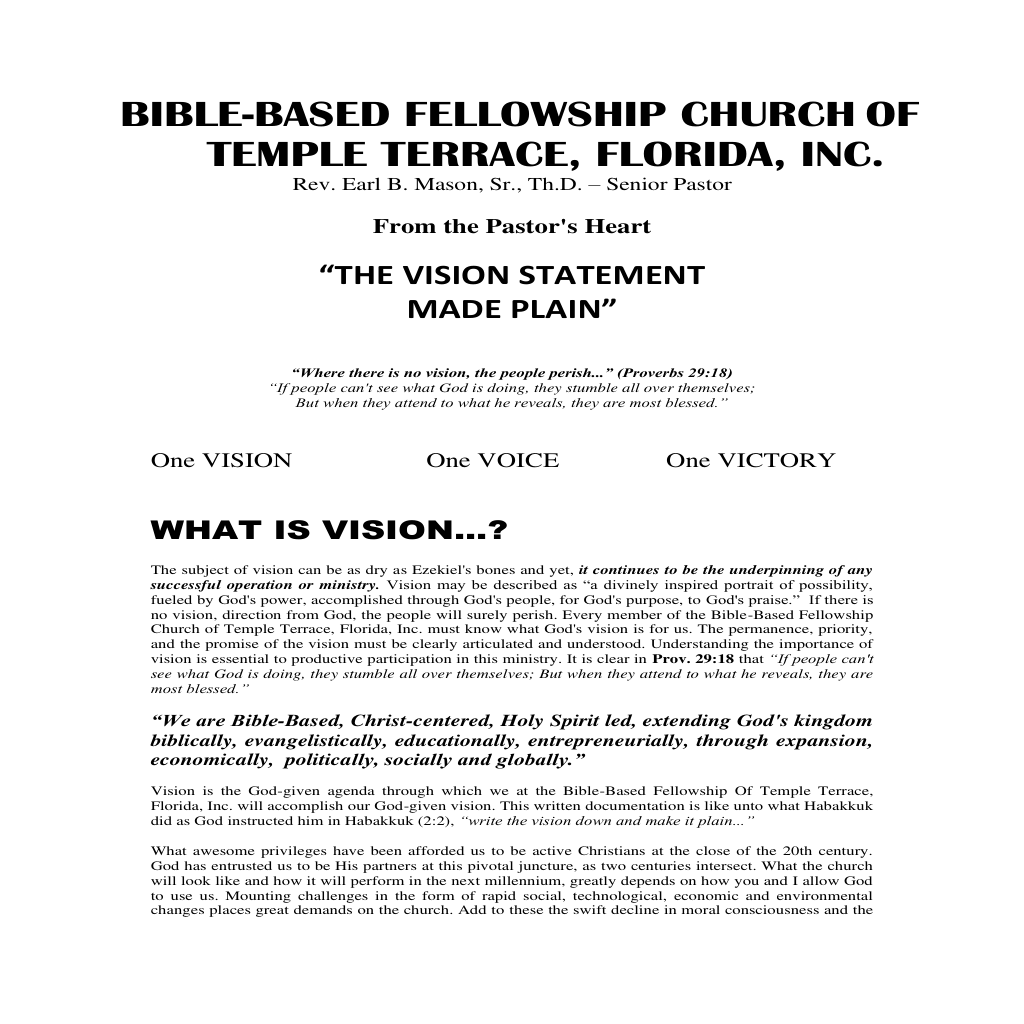 BBFTT Vision Statement - Expanded Version