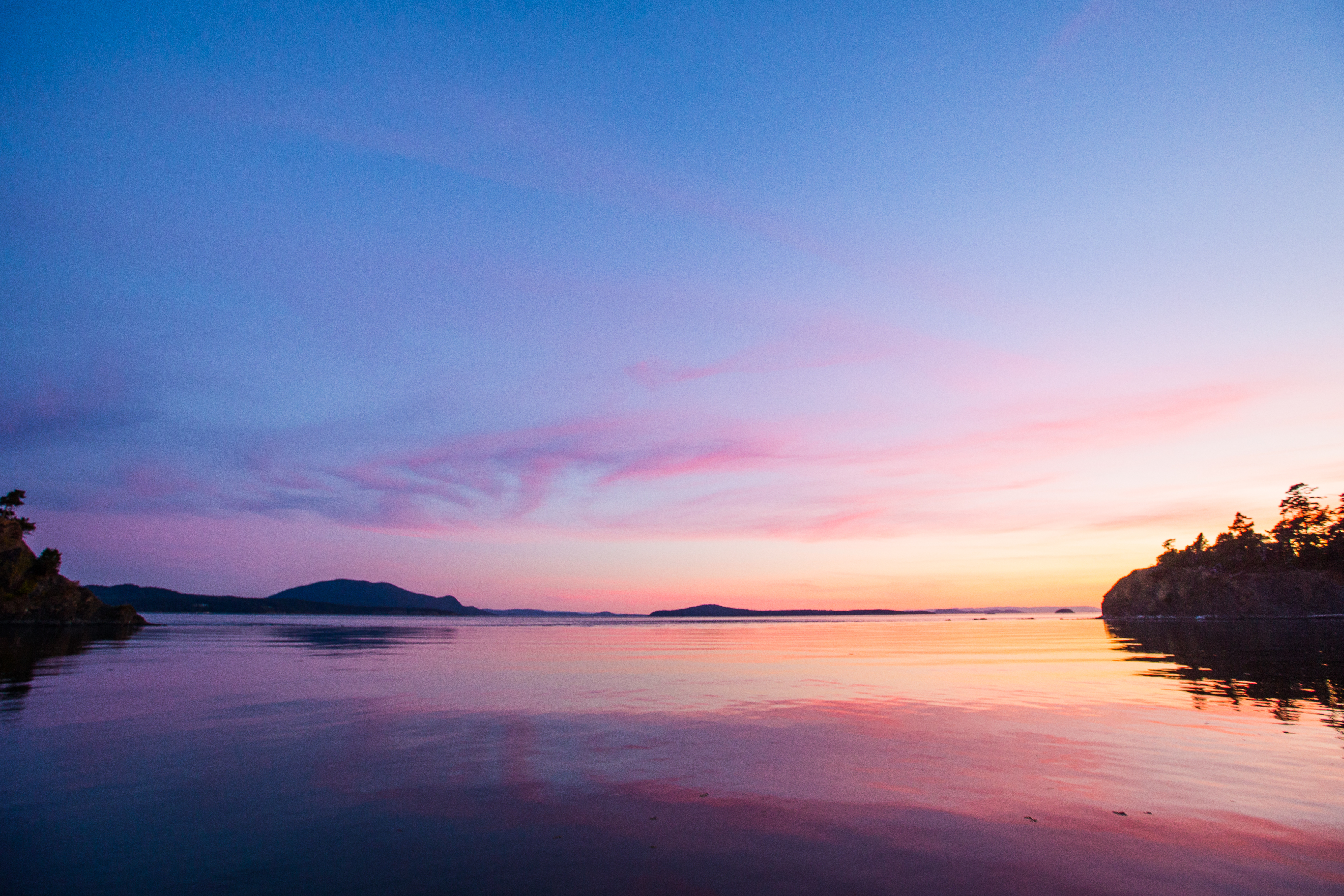 Pink sunrise on the water