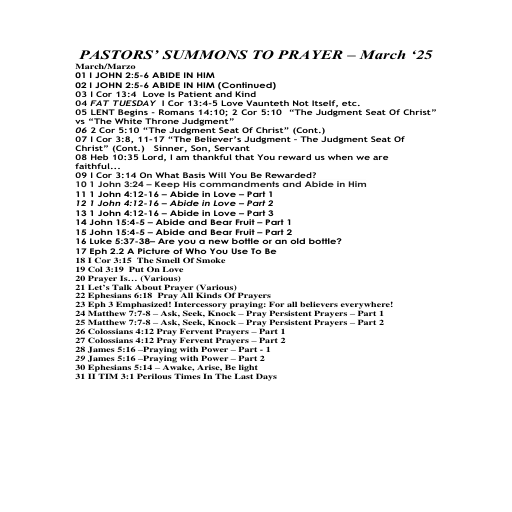 PASTORS SUMMONS TO PRAY - MARCH 2025 F