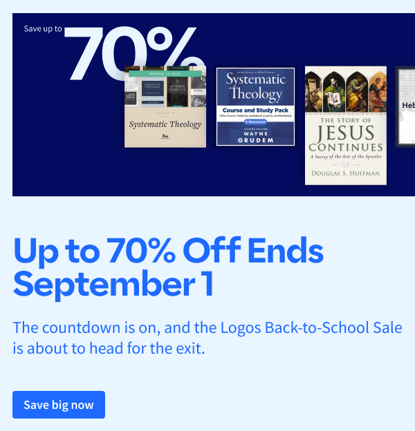  Up to 70% Off Ends September 1: The countdown is on, and the Logos Back to School Sale is about to head for the exit.