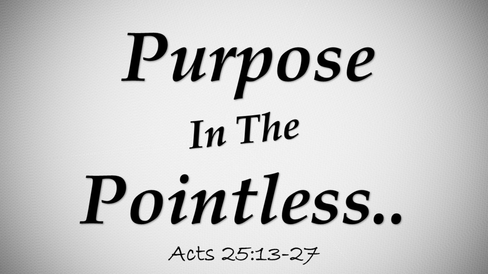 Purpose In The Pointless