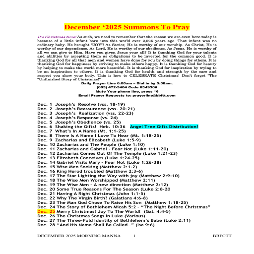 00 DECEMBER 2025 Summons To Pray