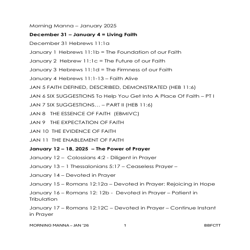 Morning Manna - January 2026