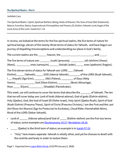 01 31-02 01 2026 Spiritual Realm Part 4 Saturday And Sunday Notes