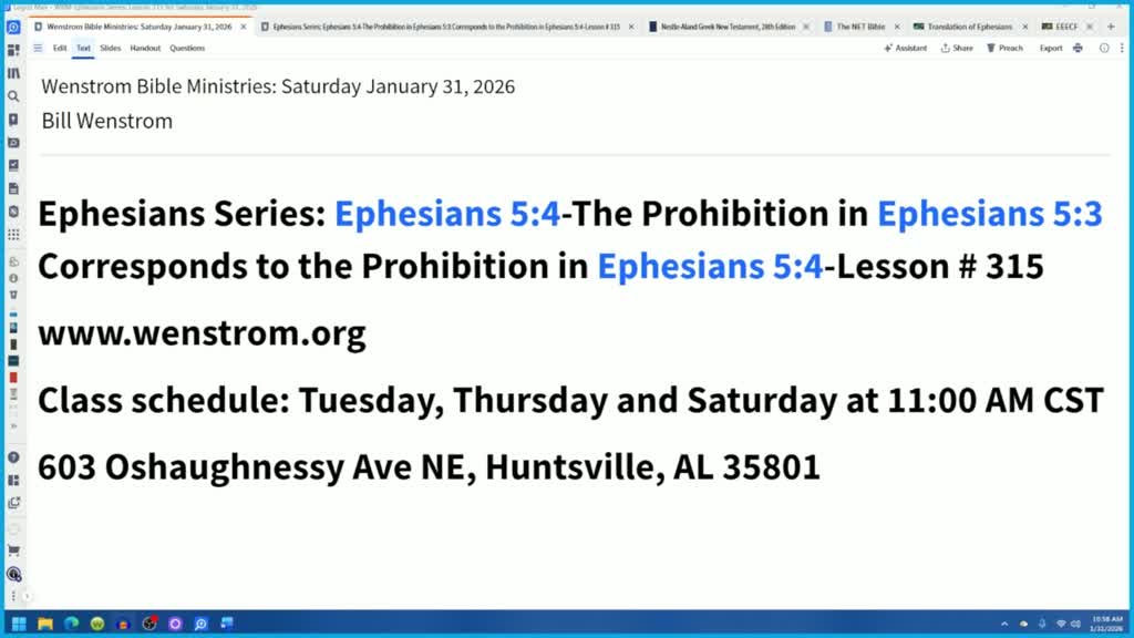 Ephesians 5.4-The Prohibition in Ephesians 5.3 Corresponds to the Prohibition in Ephesians 5.4
