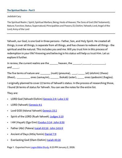 02 07-08 2026 Spiritual Realm Part 5 Saturday And Sunday Notes