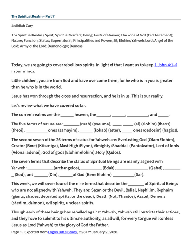 02 28-03 01 2026 Spiritual Realm Part 7 Saturday And Sunday Notes