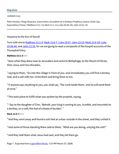 03 28-29 2026 King Jesus - Palm Sunday - Sermon Notes