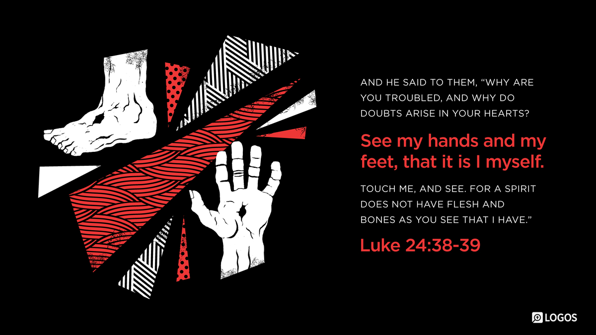 Verse art for Luke 24:38–39