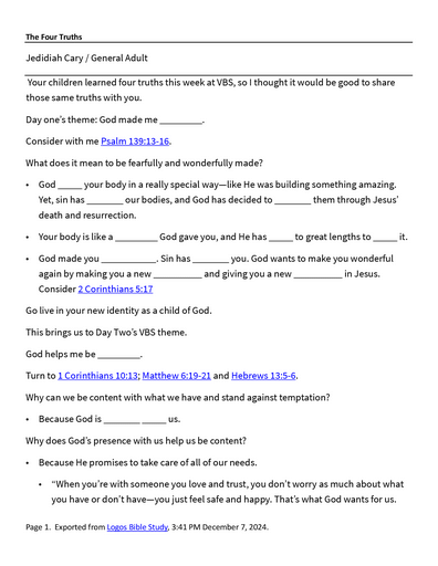 07 11-12 2026 The Four Truths Of VBS 2026