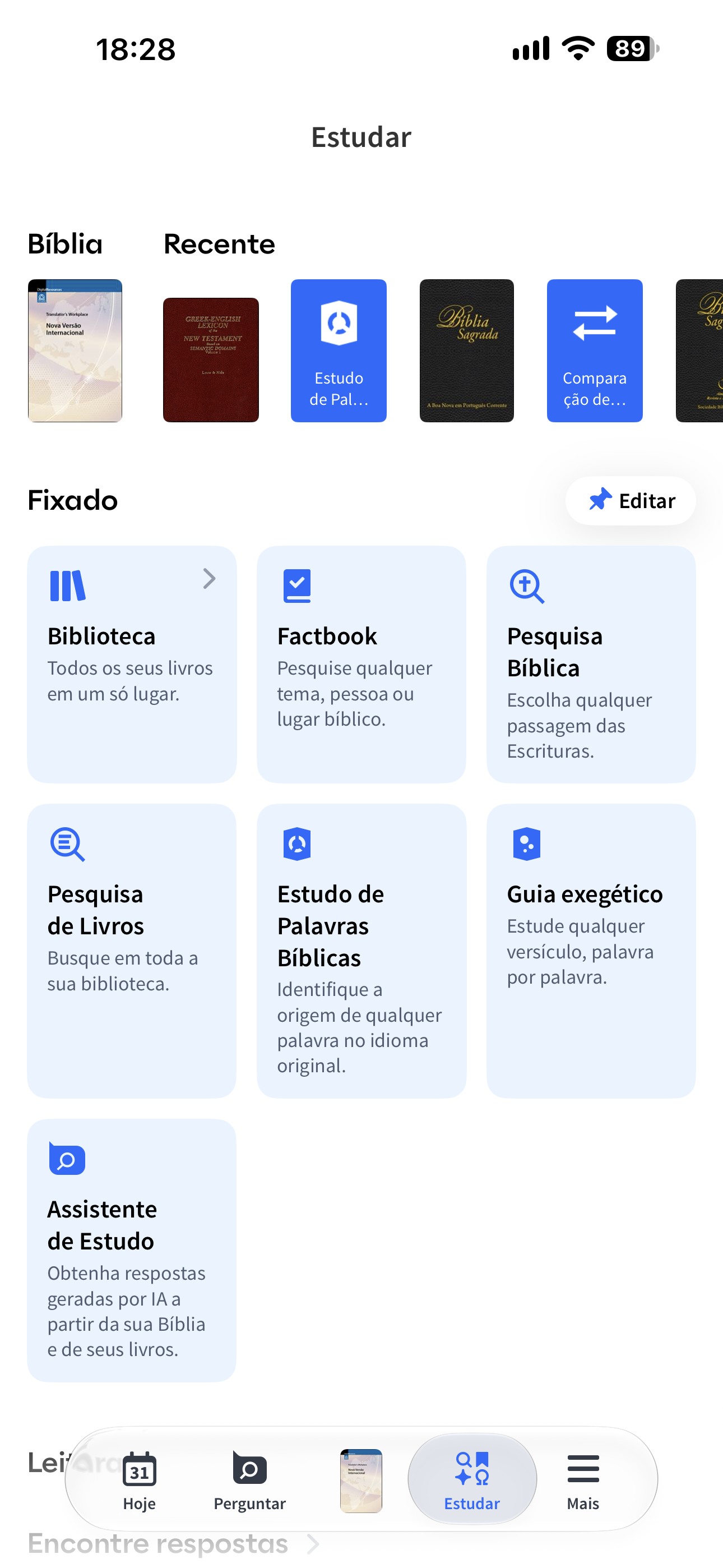 Nova interface de navegação no aplicativo móvel do Logos