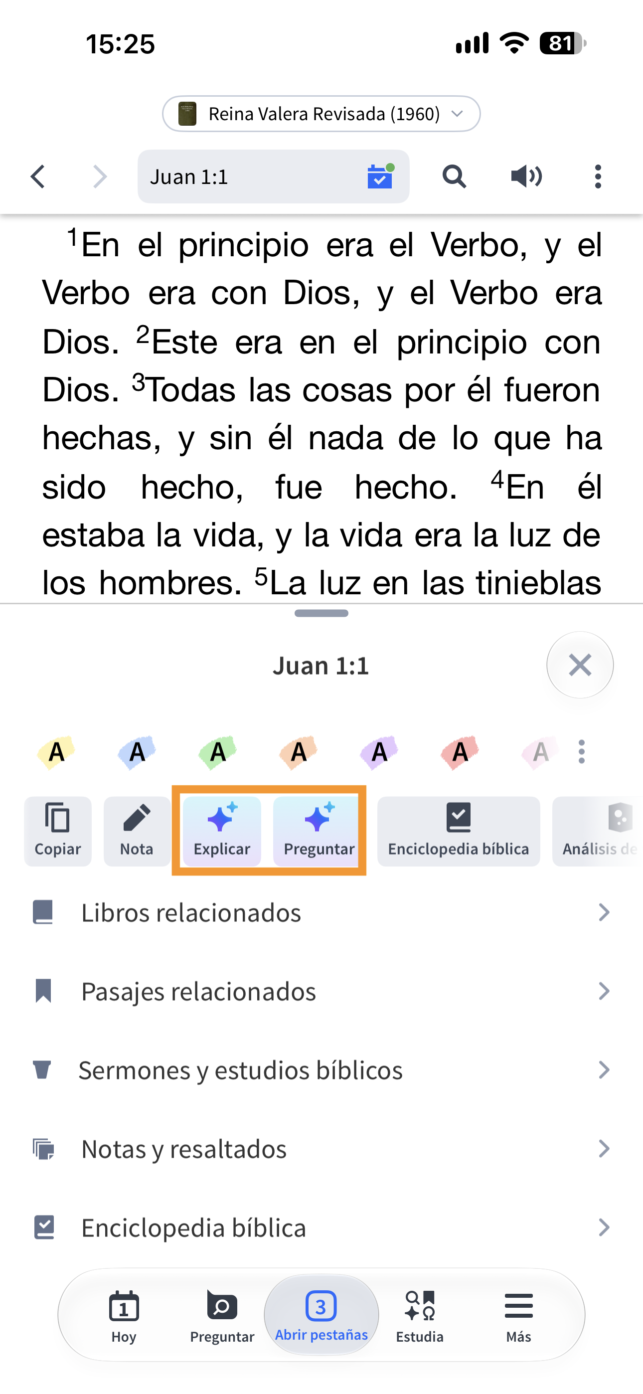 Nuevas funciones Explicar y Preguntar en la app móvil de Logos