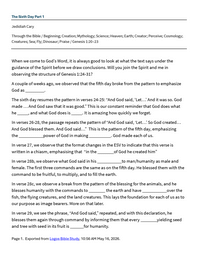 09 12-13 2026 Through The Bible - The Sixth Day Saturday And Sunday Notes.