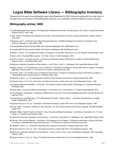 Logos Library Inventory