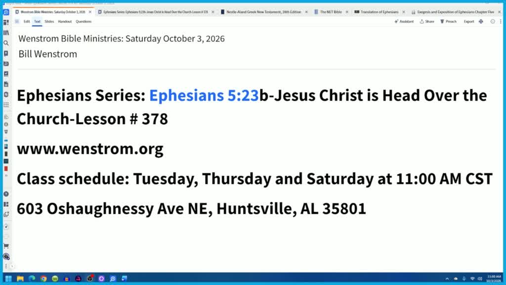 Ephesians 5.23b-Jesus Christ is Head Over the Church